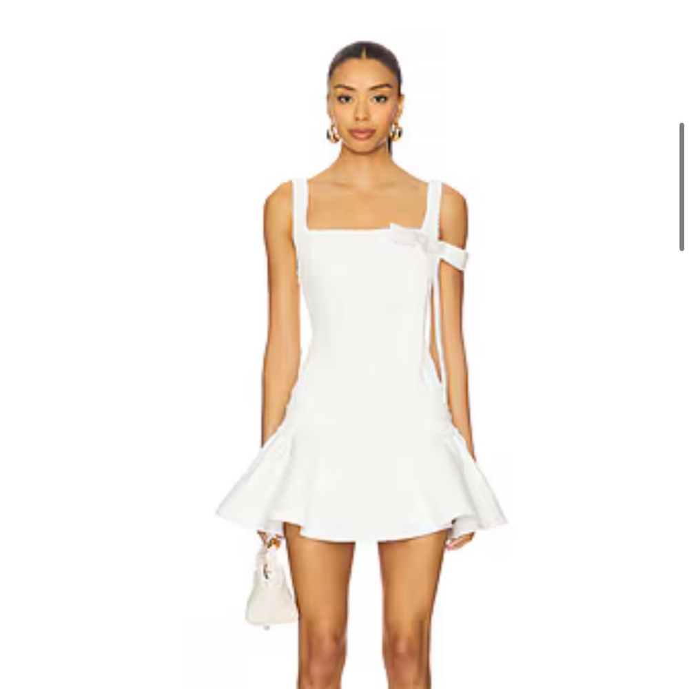 Elliatt White Asymmetrical Ruffled Mini Dress